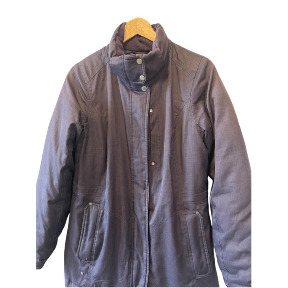 EDDIE BAUER Down Filled Purple Long Fit Zip Up Winter Jacket Coat XS - Picture 2 of 9